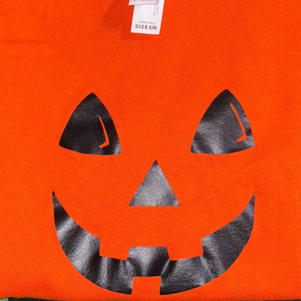 Rabbit Skins Orange Pumpkin T-Shirt Fall Kids Tee Size 5/6 - Picture 7 of 7